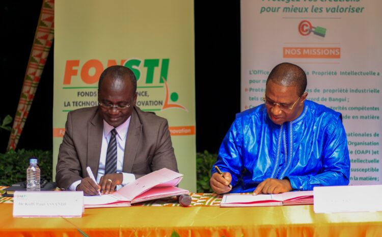  Signature d’une convention entre Office Ivoirien de la Propriété Intellectuelle (OIPI) et le Fonds pour la Science , la Technique et l’Innovation (FONSTI) : Un événement majeur pour la promotion de l’innovation en Côte d’Ivoire